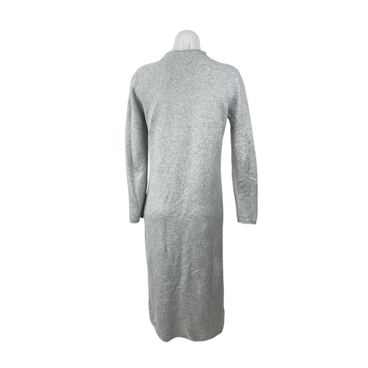 MNG Mango Women's Gray Heather Long Sleeve Mock Neck Knit Midi Sweater Dress S