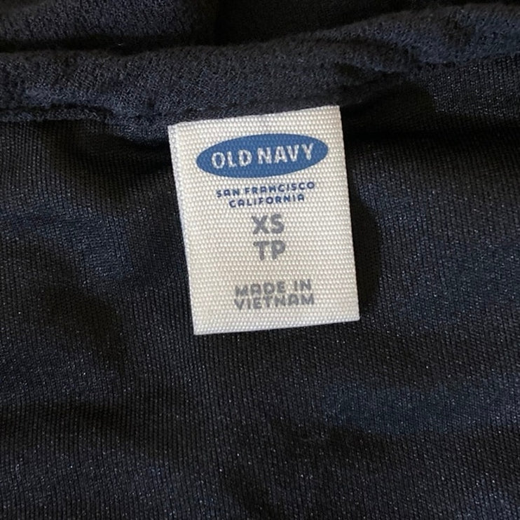 Old Navy Black Sleeveless Pleated Front Tassel Pull On Mini Babydoll Dress Sz XS