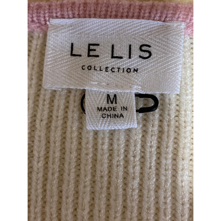 Le Lis Women Multicolor Colorblock Long Sleeve Ribbed Knit Cropped Sweater Top M