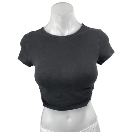 Aritzia Tna Women's Black Knit Crewneck Short Sleeve Crop Tee T-shirt Top Sz XS