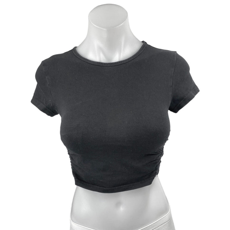 Aritzia Tna Women's Black Knit Crewneck Short Sleeve Crop Tee T-shirt Top Sz XS