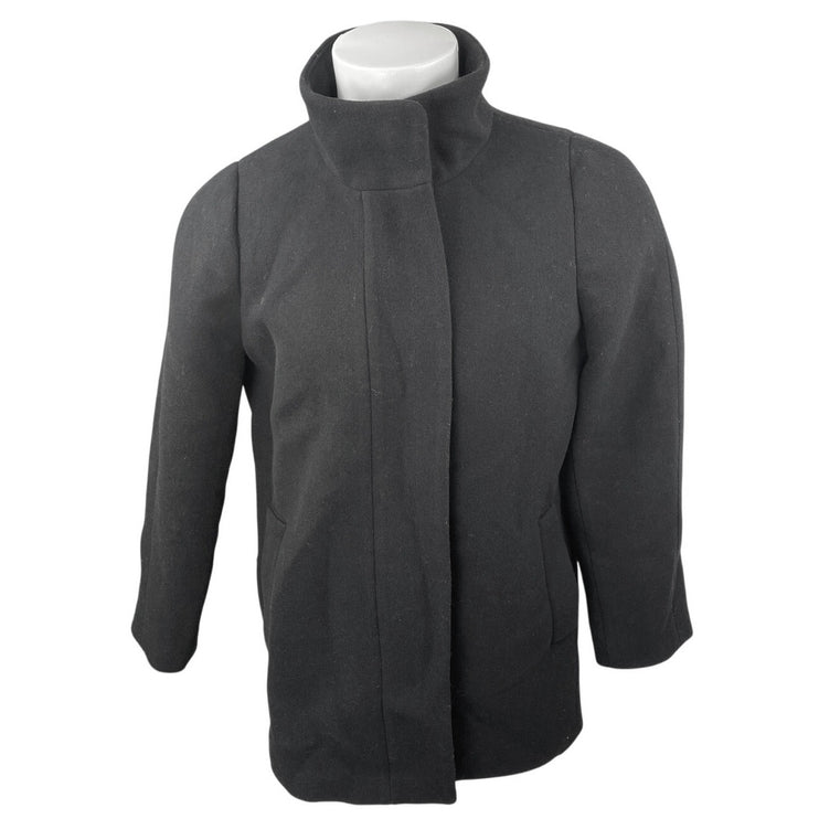J.Crew Women's Black Wool Full Zip High Neck Long Sleeve Coat Jacket Top Size 12