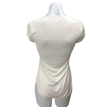 Reformation Jeans Raquel White Short Sleeve Tee T Shirt Bodysuit Top Size M