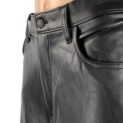 Abercrombie & Fitch 90s The Relaxed Black Faux Leather Vegan Trousers Pants 12