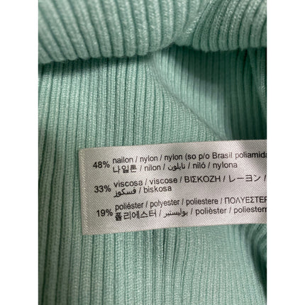Zara Women's Green Rib Knit Square Neck Long Sleeve Button Crop Sweater Top Sz M