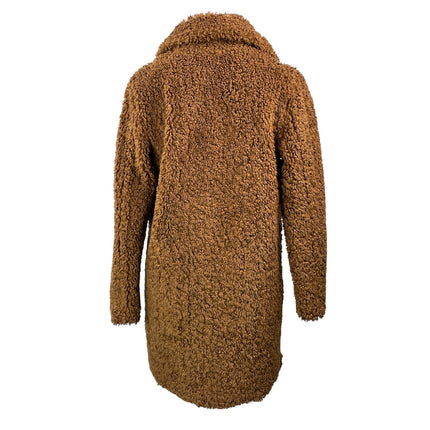 Bernardo Brown Long Sleeves Faux Fur Fleece Single Breasted Teddy Coat Jacket XS