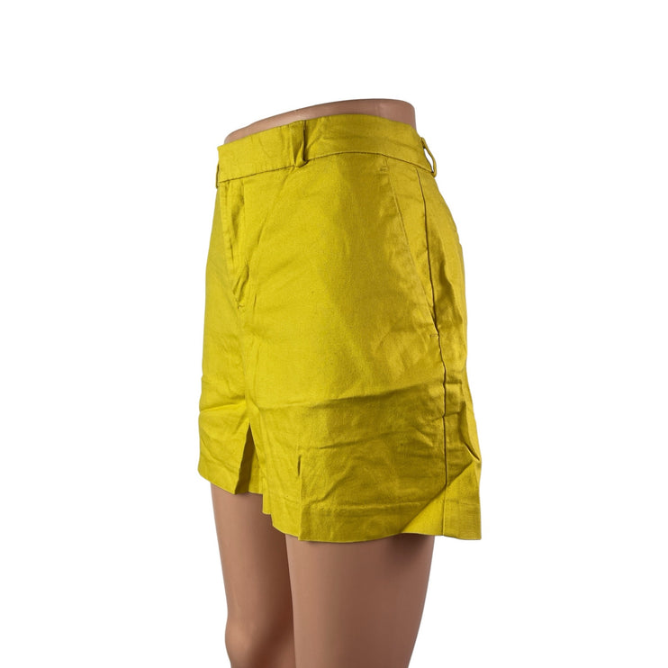 Banana Republic Women's Yellow Mid Rise Flat Front Casual Mini Shorts Size 4