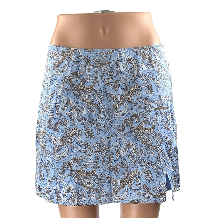 Hollister Women's Blue Multicolor Paisley Print Side Zip Mini A-Line Skirt Sz M