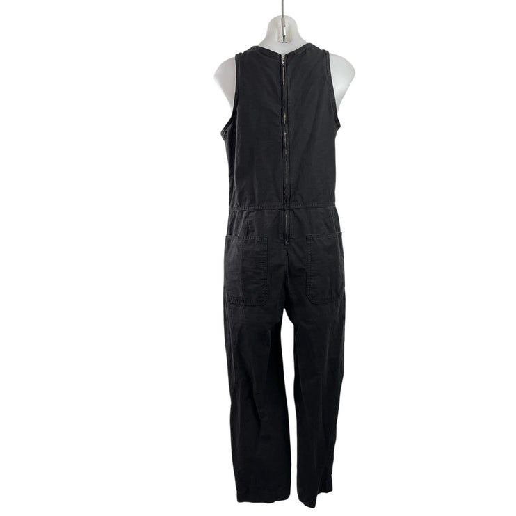 Everlane Women's Black Denim Sleeveless Back Zip Straight Leg Romper Jumpsuit 4