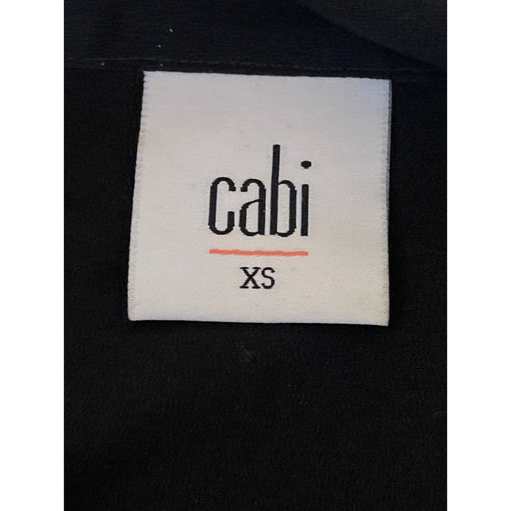 Cabi Women's Black Sleeveless Scarf Shawl Fringe V Neck Tank Blouse Top Size XS