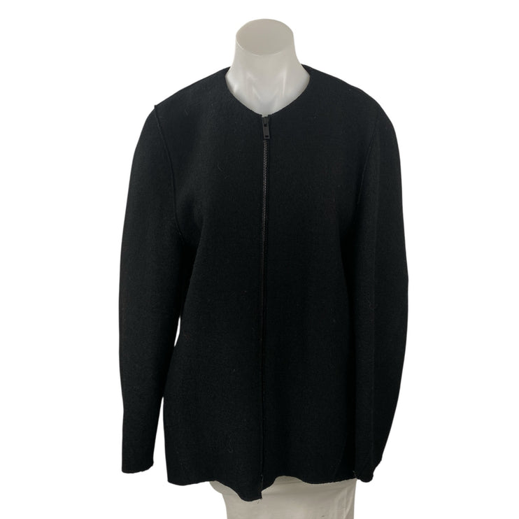 Cos 100% Wool Women's Black Long Sleeve Cardigan Sweater Blazer Coat Jacket Sz 6