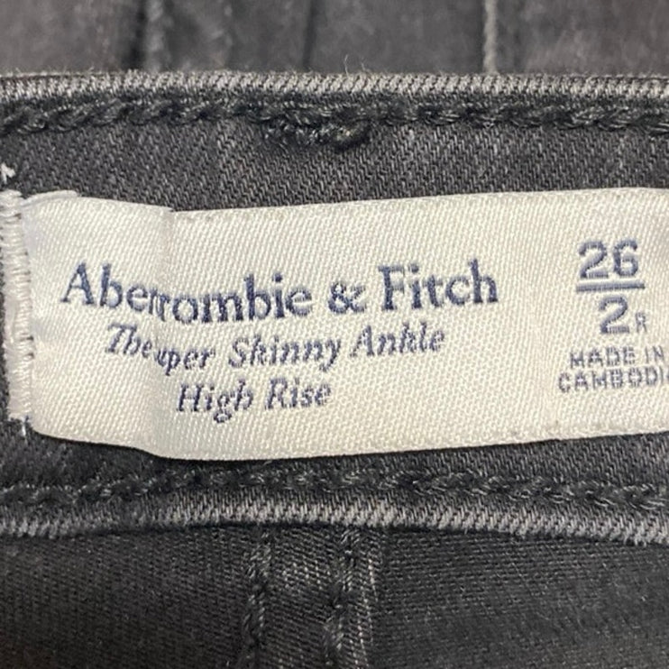 Abercrombie & Fitch Black Super Skinny High Rise Button Fly Denim Jeans Pants 26