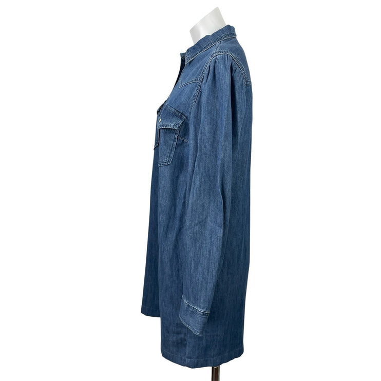 Gap Womens Blue Long Sleeve Button Collared Denim Jeans Mini Shift Dress Size SP