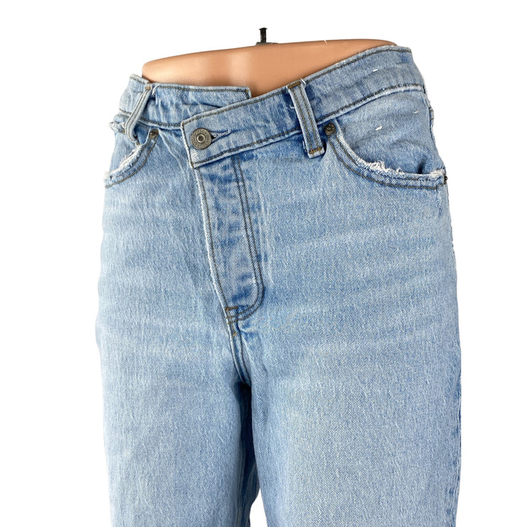 Abercrombie & Fitch The Dad High Rise Blue Light Wash Straight Denim Jeans Sz 26