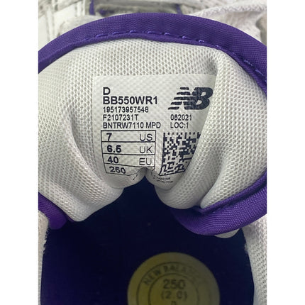 New Balance 550 Women's White Purple Lace Up Low Top Athletic Sneakers Shoes 7