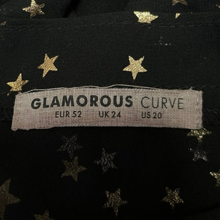 Glamorous Curve Black Gold Star Chiffon Sheer Long Sleeve Cover Up Blouse Top 20