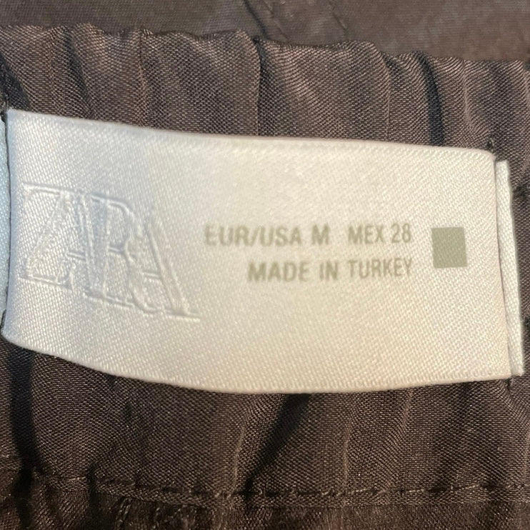 Zara Women's Olive Green Utility Tie Zip Up Jacket Pants 2 Piece Set Size M