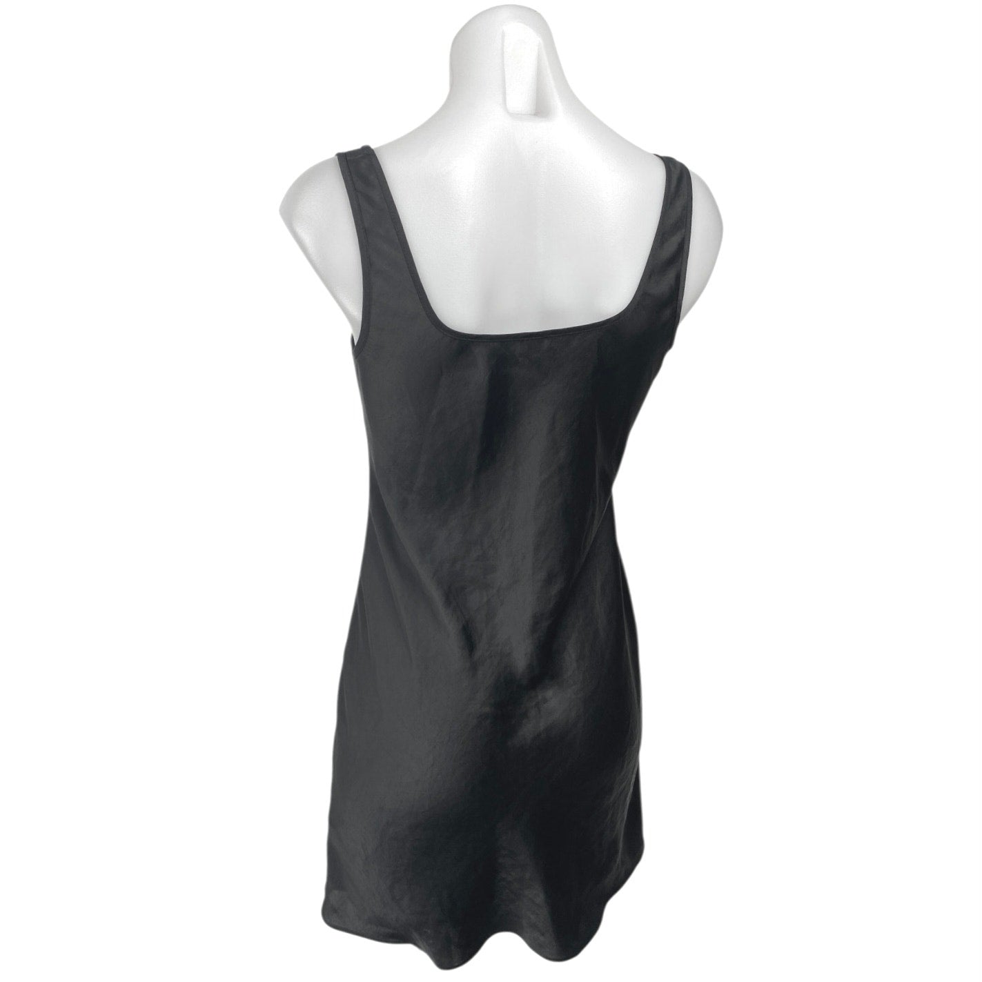 Aritzia Wilfred Black Silk Satin Sleeveless Cami Mini Fit & Flare Tank Dress S