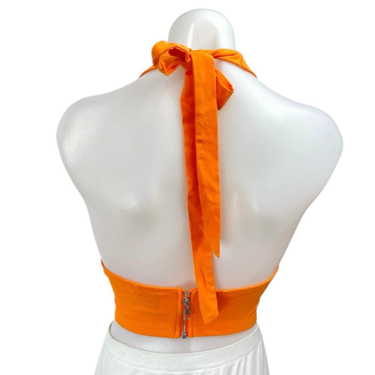Princess Polly Orange Sleeveless Halter Corset Bustier Cami Crop Top Size 0