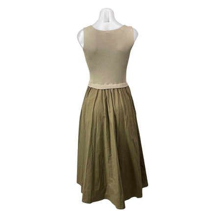 Taylor Beige Taupe Sleeveless Two Tone Ribbed Knit Drop Waist Maxi Dress Size XS