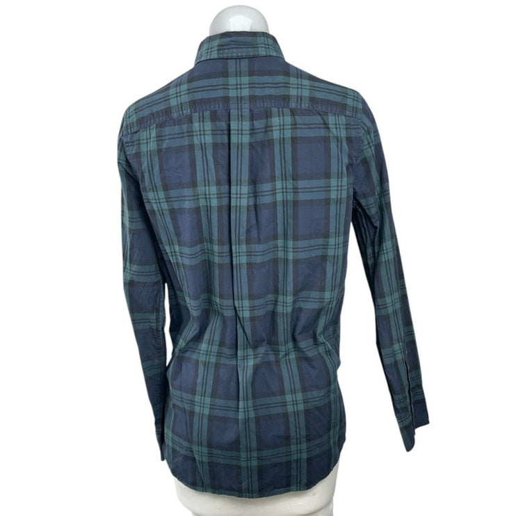 J.Crew Check Plaid Beaded Collared Long Sleeve Button Down Shirt Blouse Top Sz 2