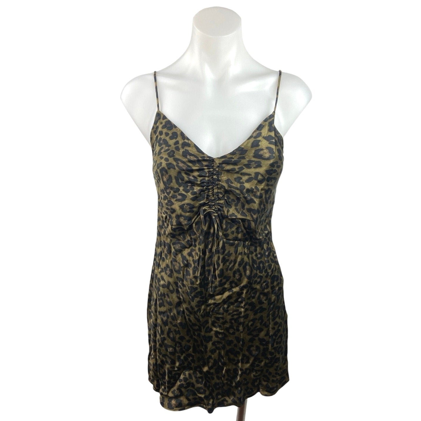 zara leopard dress Zara Multicolor Animal Leopard Print Ruched Front Spaghetti Strap Slip – Brie