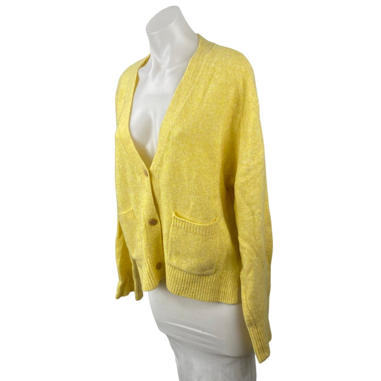 Abercrombie & Fitch Womens Yellow Long Sleeve Button Down Cardigan Sweater Top L