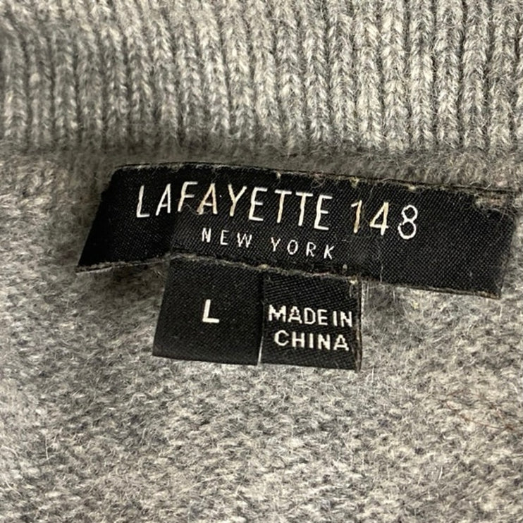 Lafayette 148 Men's Gray Long Sleeve Collar 1/4 Zip Knit Sweater Top Size L
