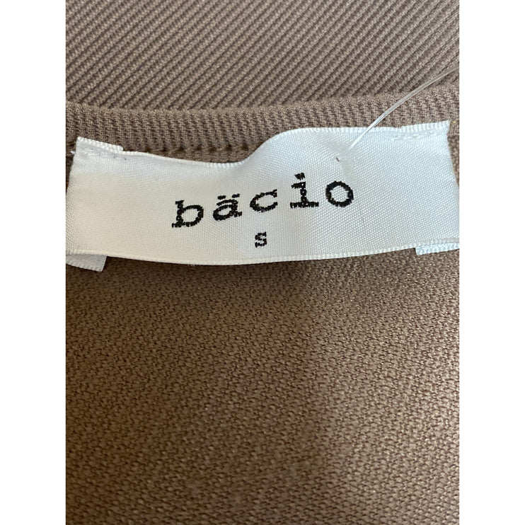 Bacio Women's Brown Rib Knit Sleeveless One Shoulder Yoga Bodysuit Tank Top Sz S