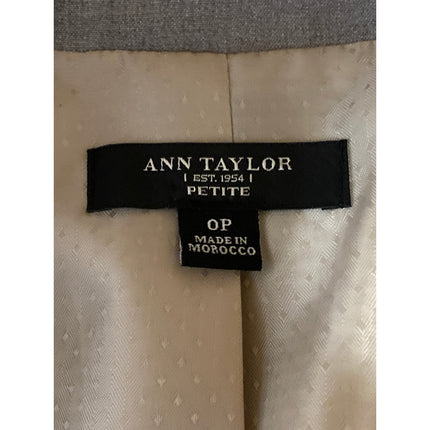 Ann Taylor LOFT Womens Khaki Long Sleeve Collared Button Blazer Coat Jacket 0P