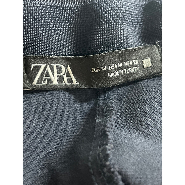 Zara Women's Blue High Waisted Straight Leg Slim Fit Trousers Dress Pants Sz M