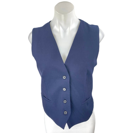 Zara Women's Blue Sleeveless V Neck Pocket Button Up Coat Jacket Vest Top Size M