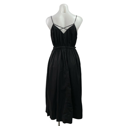 Inlife Women's Black Sleeveless V Neck Cami Tie Waist A Line Midi Dress Size M