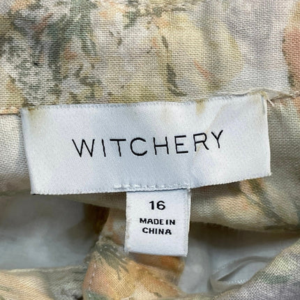 Witchery Orchid Womens Collared Puff Sleeve Button Up Midi A-Line Shirt Dress 16