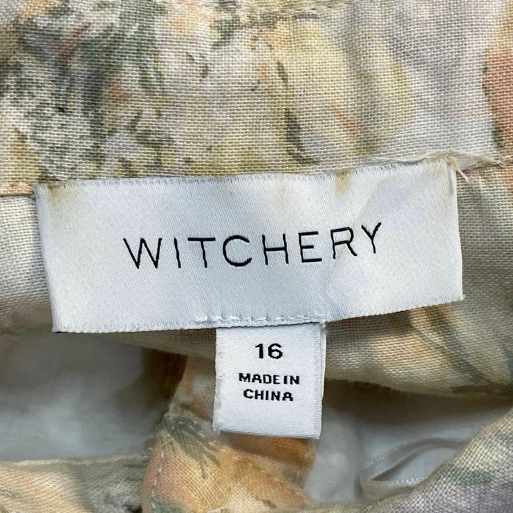 Witchery Orchid Womens Collared Puff Sleeve Button Up Midi A-Line Shirt Dress 16