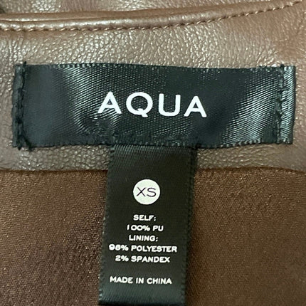 Aqua Brown Faux Vegan Leather Sleeveless Square Neck Zipper Mini Sheath Dress XS