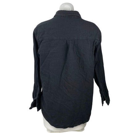 Little Moon Women's Black Gauze Long Sleeve Collar Button Down Shirt Top Size XS