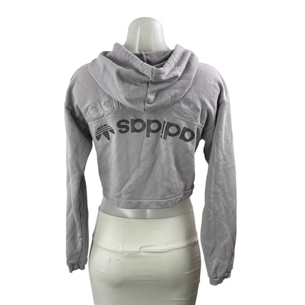Adidas Originals Vocal Gray Lilac Hooded Cropped Hoodie Sweatshirt Top Size XS
