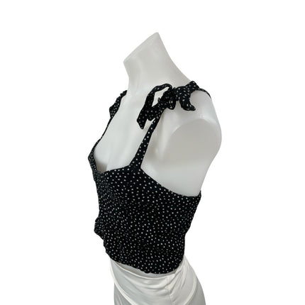 Abercrombie & Fitch Black Polka Dot Tie Strap Sleeveless Crop Cami Tank Top Sz M