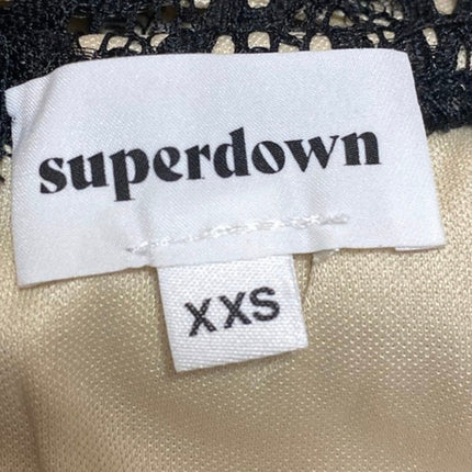 Superdown Black Cream Lace Floral Sleeveless Strapless Blouse Crop Top Size XXS