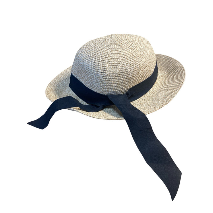 Furtalk Womens White Straw Hat Ribbon Wide-Brim Summer Beach Cap Hat One Size