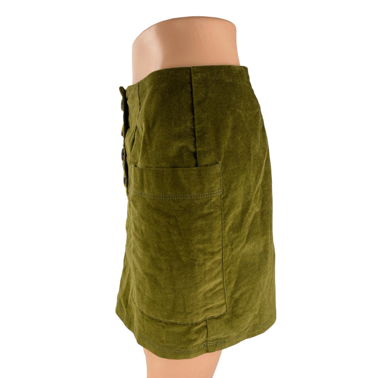 Urban Outfitters BDG Women's Green Velvet Velour Button Pencil Mini Skirt Size S