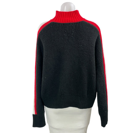 Sanctuary Women's Black Red Striped Turtleneck Ribbed Knit Sweater Top Size L