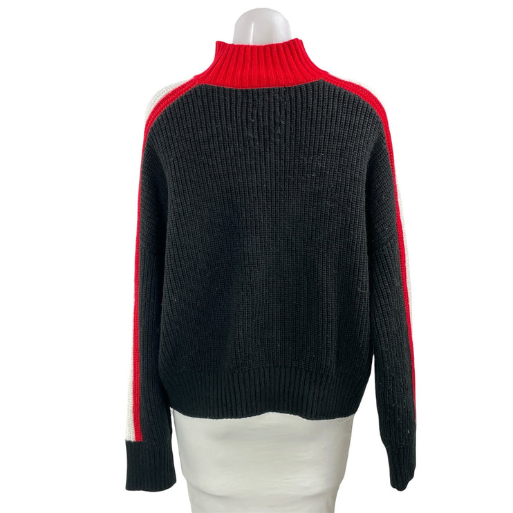 Sanctuary Women's Black Red Striped Turtleneck Ribbed Knit Sweater Top Size L