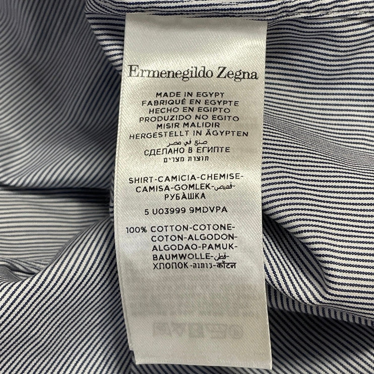 NEW Ermenegildo Zegna Gray Long Sleeves Striped Button Down Dress Shirt Top 42