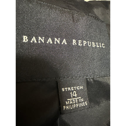 Banana Republic Women's Black Wool Striped Long Sleeve Blazer Coat Jacket 14