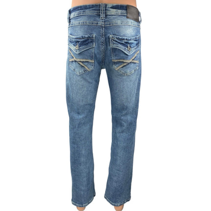 TK Axel Men's Blue Mid Rise Medium Wash Slim Bootcut Denim Jeans Size 32x32