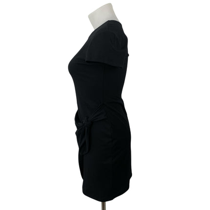 Open Edit Women's Black Ruched Short Sleeve Mini Wrap T-shirt Bodycon Dress Sz L