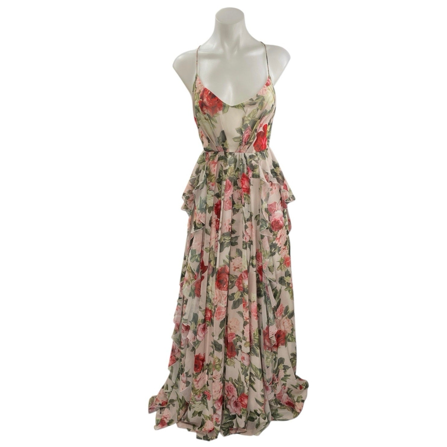 Fame and Partners Mulricolor Floral Sleeveless Cami Ruffle Maxi A-Line Dress 2