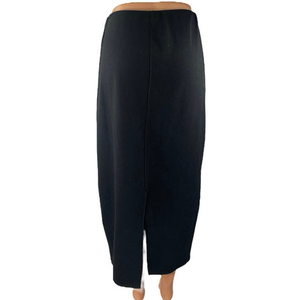 Zara Women's Black Knit High Waisted Pull On Slit Straight Midi Skirt Size M